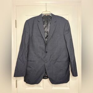 Peter Millar Blue Plaid Wool Blazer Sport Coat Dual Vent Made Canada Men's 44R
